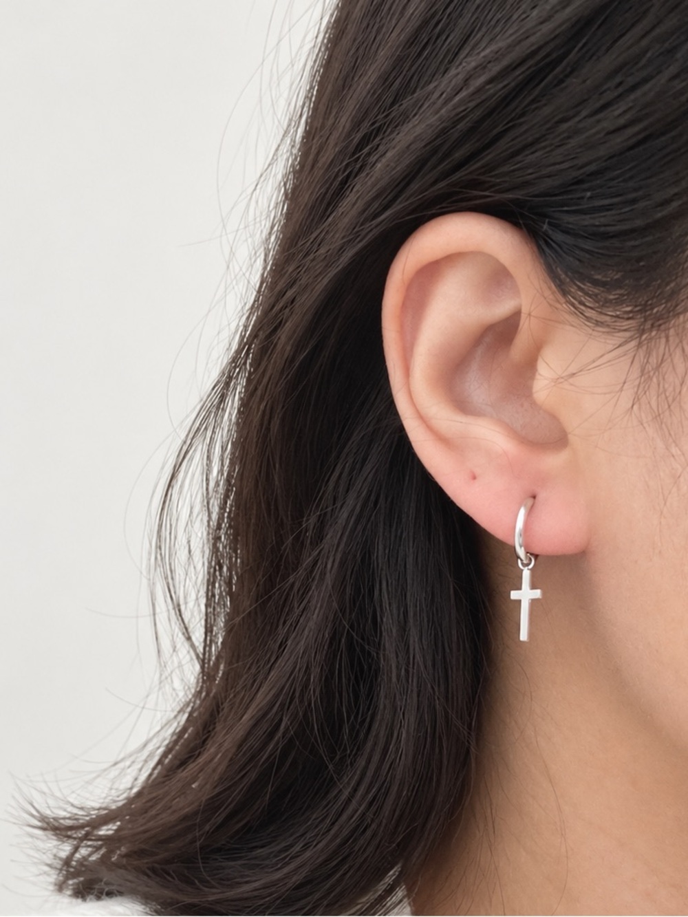 Dainty Stainless Steel Cross Huggie Hoop Earrings